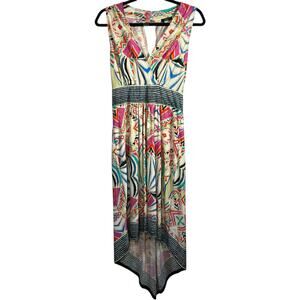 Dex Hi Low Sleeveless Wrap Dress Womens M Festival Artsy Summer Beachy Cruise
